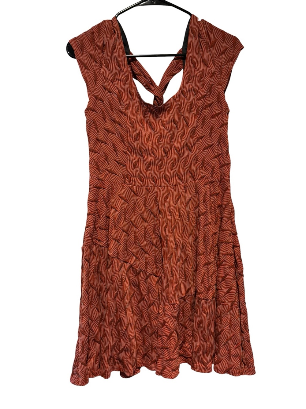 Bar III Rust Zebra Print Twist-Back Ruffle Mini Dress - Picture 2 of 8
